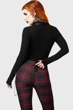 Killstar Starcanum Top - Ribbed Gothic Long Sleeve with Choker Detail 9 Killstar Starcanum Top - Ribbed Gothic Long Sleeve with Choker Detail -Kill Star Store STARCANUM TOP W F