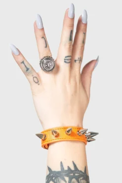 KILLSTAR Stay Away Spike Bracelet - Orange Gothic Statement Jewelry