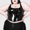 Killstar Stillness Corset Top [Plus] - High-Shine PU Crop Top