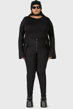 Killstar Strange Vanity Plus Size Trousers - High Waisted Strappy Pants