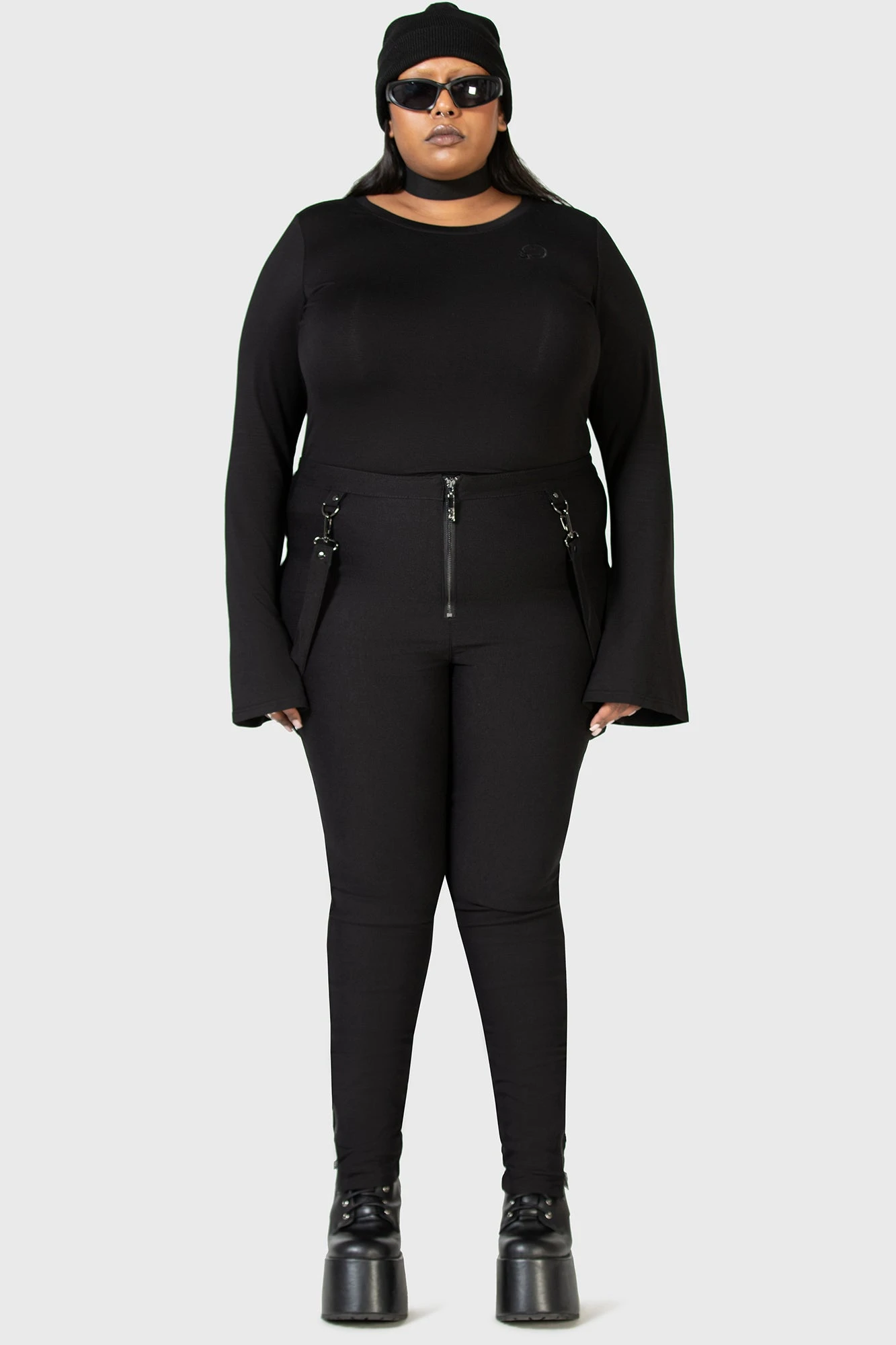 Killstar Strange Vanity Plus Size Trousers - High Waisted Strappy Pants 1 Killstar Strange Vanity Plus Size Trousers - High Waisted Strappy Pants