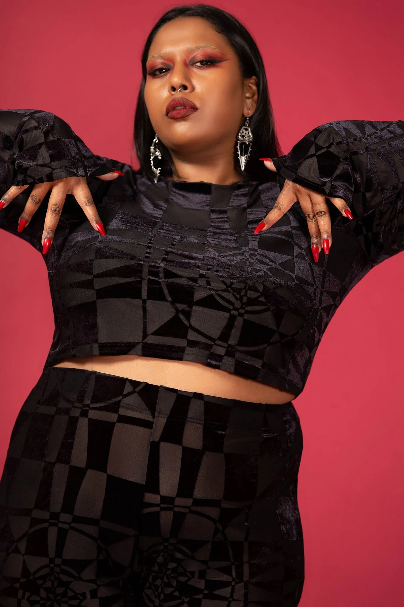 KILLSTAR x Suspiria Mood Crop Top - Plus Size Black/Grey 1 KILLSTAR x Suspiria Mood Crop Top - Plus Size Black/Grey