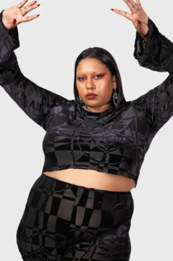 KILLSTAR x Suspiria Mood Crop Top - Plus Size Black/Grey 8 KILLSTAR x Suspiria Mood Crop Top - Plus Size Black/Grey -Kill Star Store SUSPIRIA MOOD CROP TOP PLUS W D