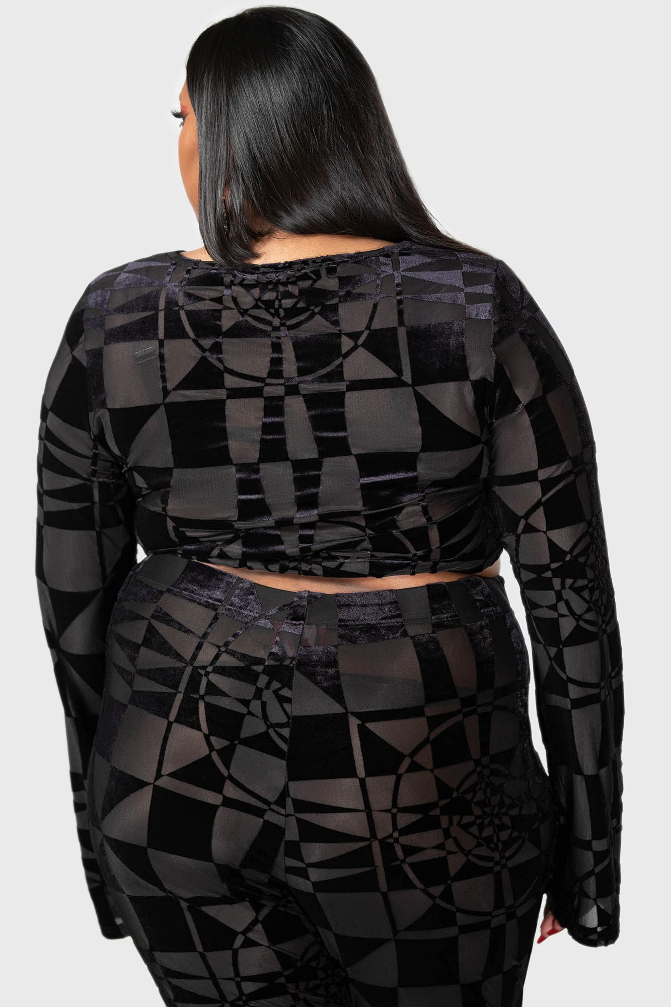 KILLSTAR x Suspiria Mood Crop Top - Plus Size Black/Grey 6 KILLSTAR x Suspiria Mood Crop Top - Plus Size Black/Grey - Image 6