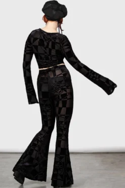 KILLSTAR x Dario Argento Suspiria Mood Flares - Black/Grey Velvet Leggings 13 KILLSTAR x Dario Argento Suspiria Mood Flares - Black/Grey Velvet Leggings -Kill Star Store SUSPIRIA MOOD FLARES W H