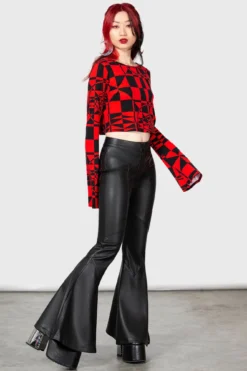 Killstar x Suspiria Mood Crop Top - Black & Red -Kill Star Store SUSPIRIA MOOD LONG SLEEVE TOP RED W D 1