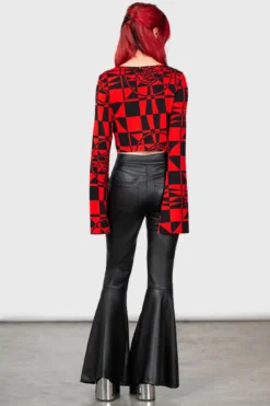 Killstar x Suspiria Mood Crop Top - Black & Red -Kill Star Store SUSPIRIA MOOD LONG SLEEVE TOP RED W F 1