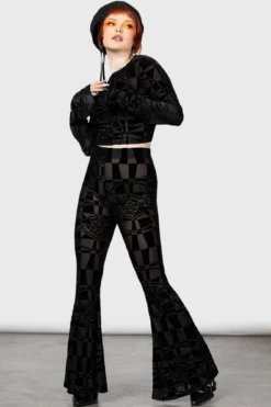 Killstar Suspiria Mood Burnout Velvet Crop Top -Kill Star Store SUSPIRIA MOOD LONG SLEEVE TOP W D