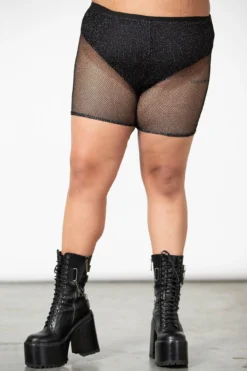 KILLSTAR Synth Sigil Plus Size Glitter Fishnet Bike Shorts