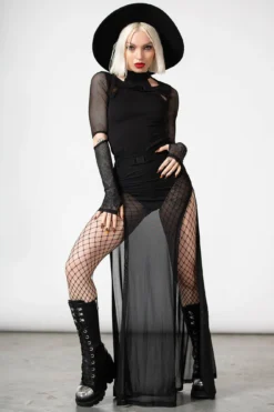 Killstar Synthia Sheer Mesh Maxi Skirt