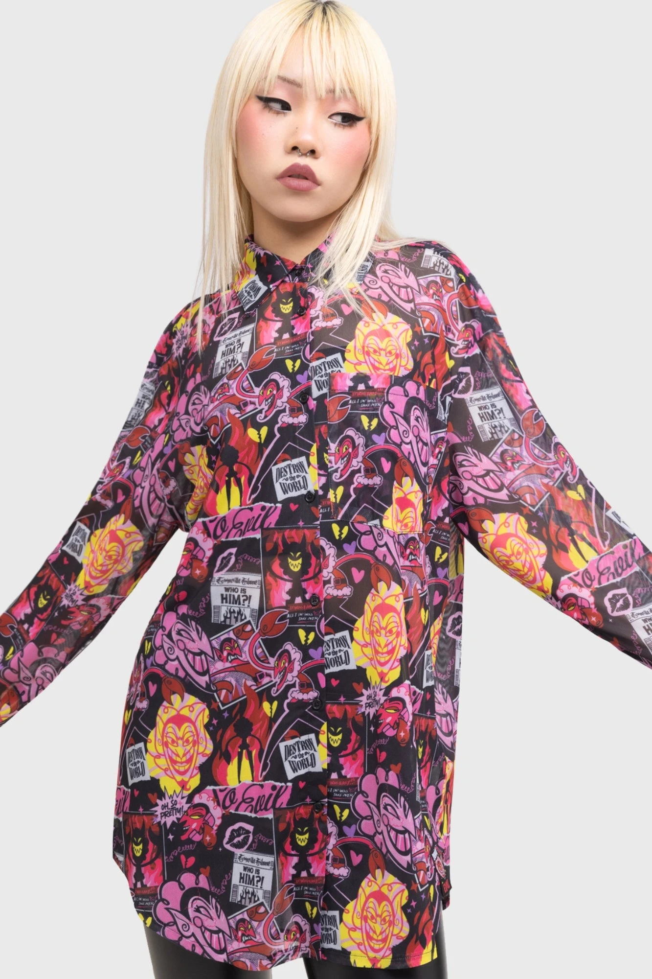 KILLSTAR x Powerpuff Girls So Evil Mesh Shirt 2 KILLSTAR x Powerpuff Girls So Evil Mesh Shirt - Image 2