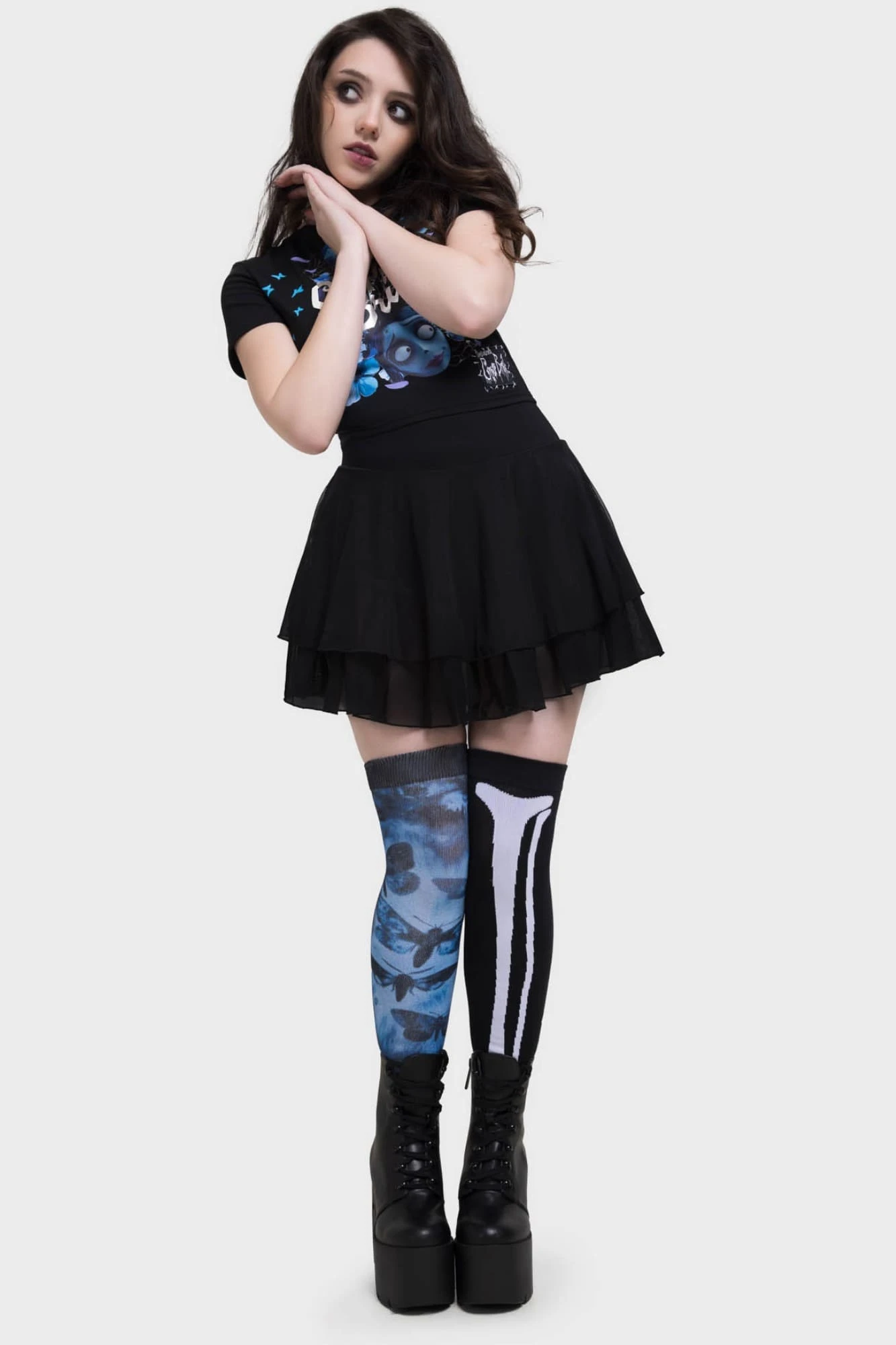 KILLSTAR x Corpse Bride Swarm Of Butterflies Knee High Socks 1 KILLSTAR x Corpse Bride Swarm Of Butterflies Knee High Socks