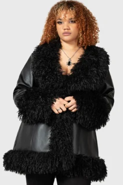 KILLSTAR Talvel Plus Size Faux Leather & Faux Fur Coat