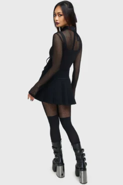 KILLSTAR Techtrash Top - Fishnet Sleeve Gothic Crop Top -Kill Star Store TECHTRASHTOP F