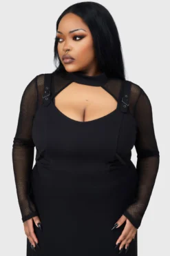 KILLSTAR Techtrash Top - Fishnet Sleeve Gothic Crop Top -Kill Star Store TECHTRASH TOP PLUS B