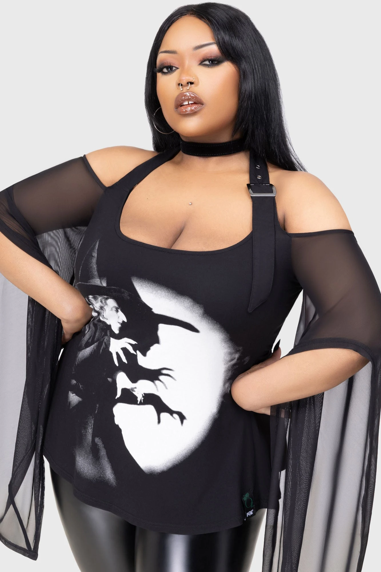 KILLSTAR The Witch Is Dead Top - Gothic Cold Shoulder Mesh Blouse 3 KILLSTAR The Witch Is Dead Top - Gothic Cold Shoulder Mesh Blouse - Image 3