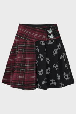 The Vampurr Pleated Skirt -Kill Star Store THEVAMPURRPLEATEDSKIRT BLACKRED 1