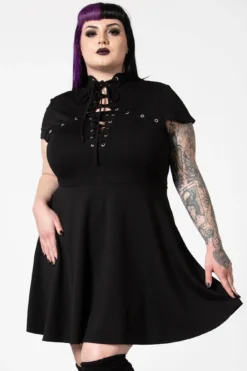 KILLSTAR Tied Up Skater Dress [Plus Size]