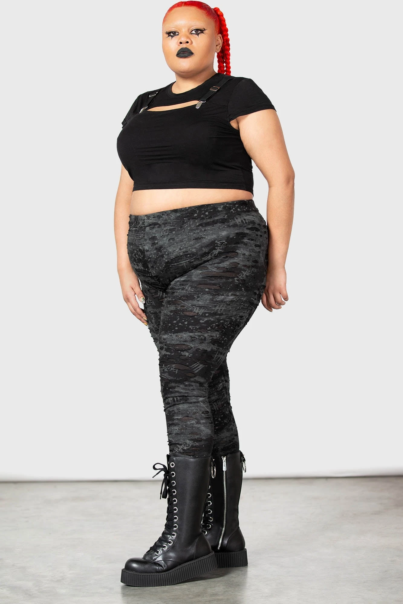 KILLSTAR Tightrope Plus Size Distressed Leggings 3 KILLSTAR Tightrope Plus Size Distressed Leggings - Image 3