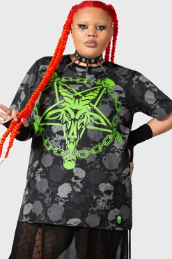 Killstar Tzompantli Plus Size T-Shirt with Pentagram Print