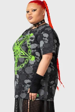 Killstar Tzompantli Plus Size T-Shirt with Pentagram Print -Kill Star Store TZOMPANTLI T SHIRT PLUS W D