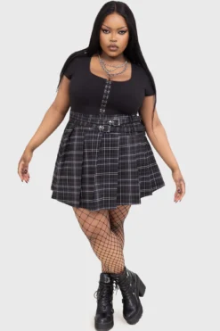 Tartan Riot Skirt [GREY] -Kill Star Store Tartan Riot Skirt GREY PLUS B
