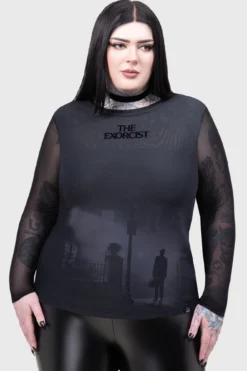 KILLSTAR x The Exorcist Long Sleeve Micro Mesh Top -Kill Star Store The Exorcist Long Sleeve Top PLUS B
