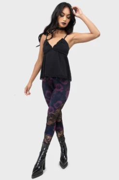 KILLSTAR Twilight Rose Velvet Floral Leggings