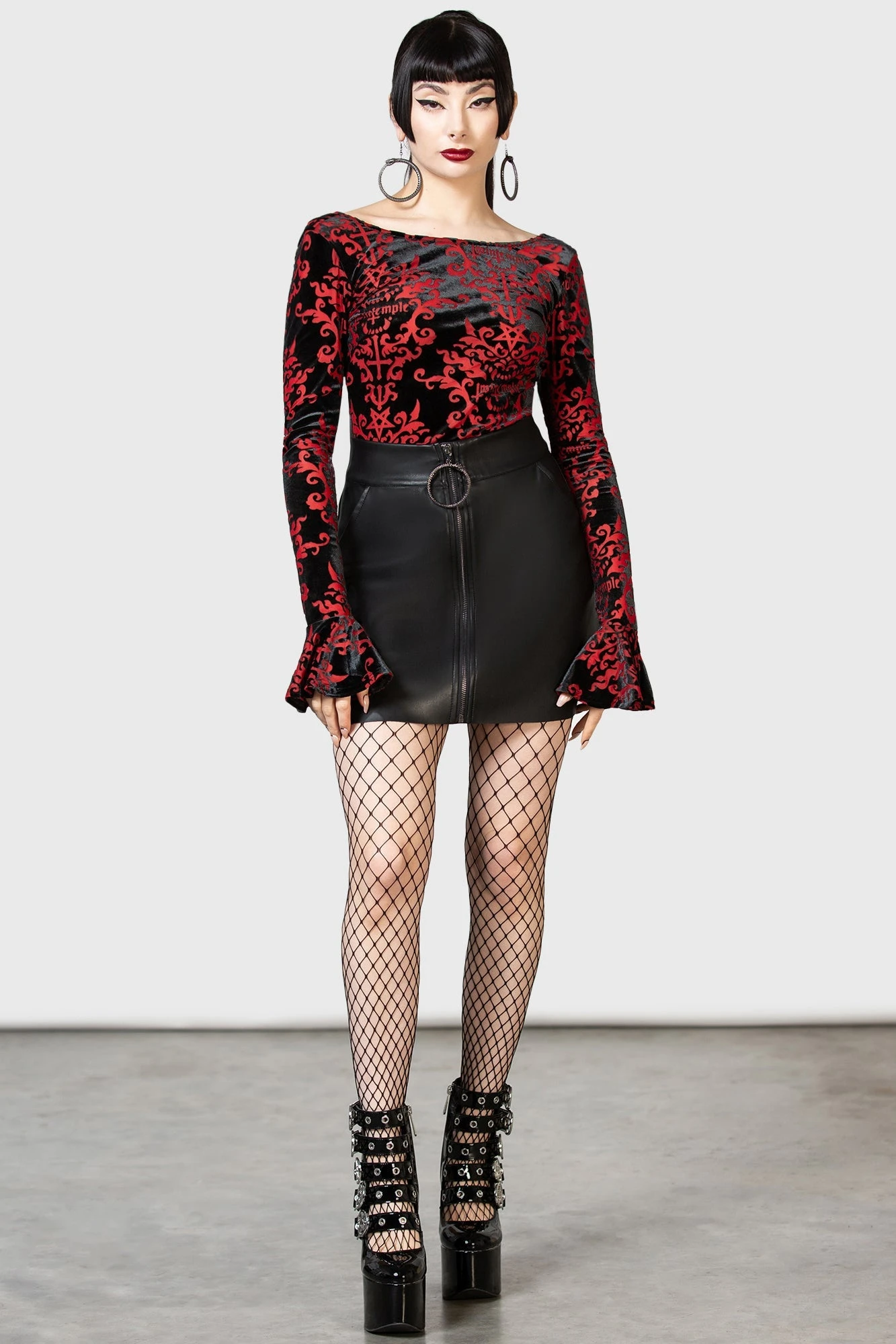KILLSTAR x Twin Temple Unearthly Textured PU Mini Skirt 2 KILLSTAR x Twin Temple Unearthly Textured PU Mini Skirt - Image 2