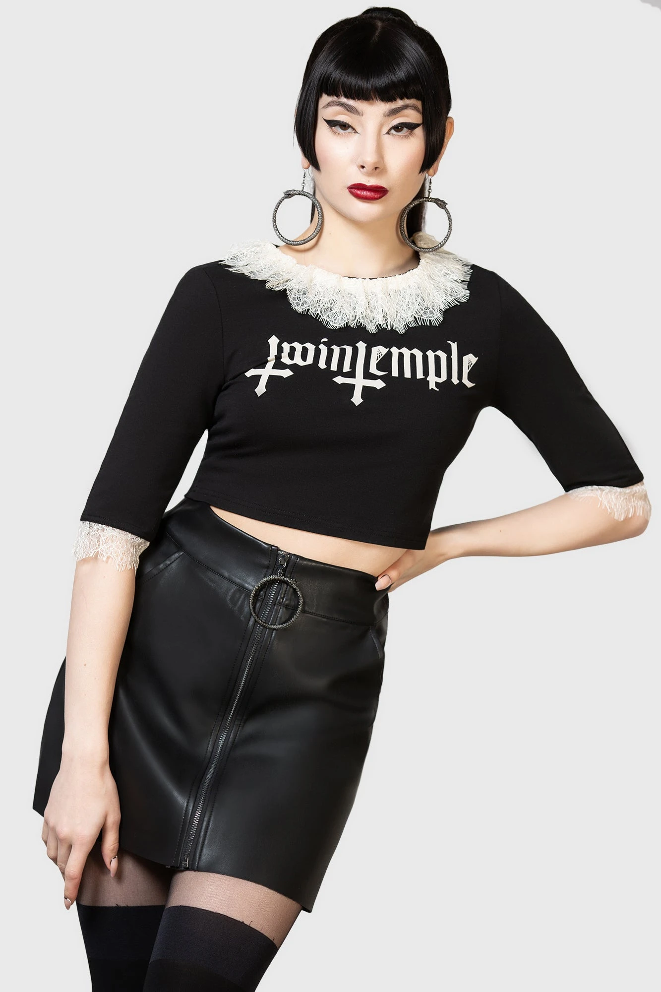 KILLSTAR x Twin Temple Unearthly Textured PU Mini Skirt 3 KILLSTAR x Twin Temple Unearthly Textured PU Mini Skirt - Image 3