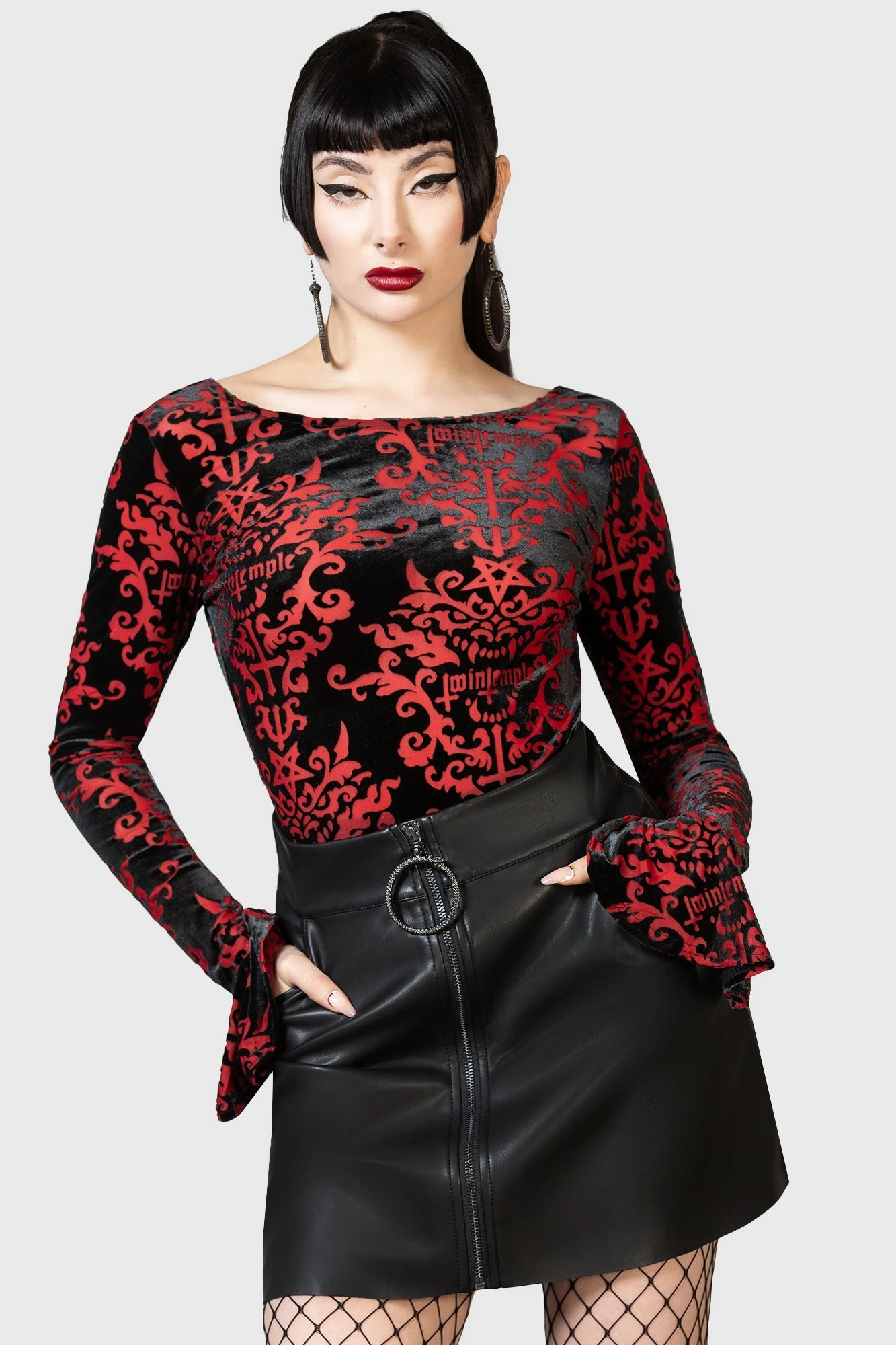 KILLSTAR x Twin Temple Unearthly Textured PU Mini Skirt 4 KILLSTAR x Twin Temple Unearthly Textured PU Mini Skirt - Image 4