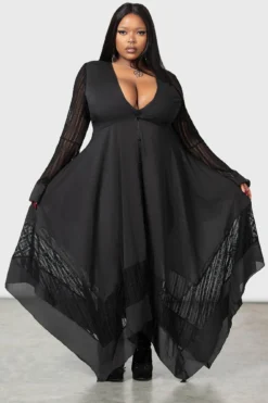 KILLSTAR Valdermerca Plus Size Maxi Dress with Waterfall Sleeves