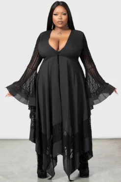 KILLSTAR Valdermerca Plus Size Maxi Dress with Waterfall Sleeves -Kill Star Store VALDERMERCA MAXI DRESS PLUS W F