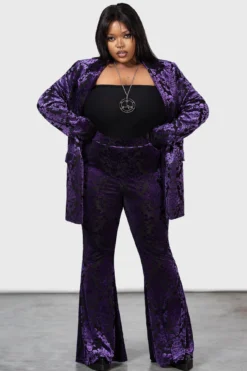 KILLSTAR Valefor Purple Plus Size Burnout Velvet Flares -Kill Star Store VALEFOR FLARES PURPLE PLUS W D