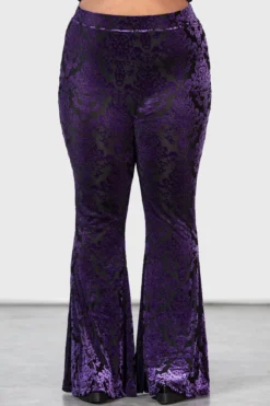 KILLSTAR Valefor Purple Plus Size Burnout Velvet Flares -Kill Star Store VALEFOR FLARES PURPLE PLUS W E