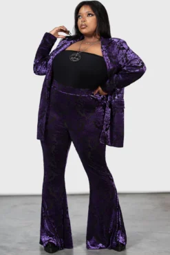 KILLSTAR Valefor Purple Plus Size Burnout Velvet Flares -Kill Star Store VALEFOR FLARES PURPLE PLUS W F