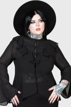 Killstar Valentine's Heart Mesh Blouse - Plus Size Gothic Top