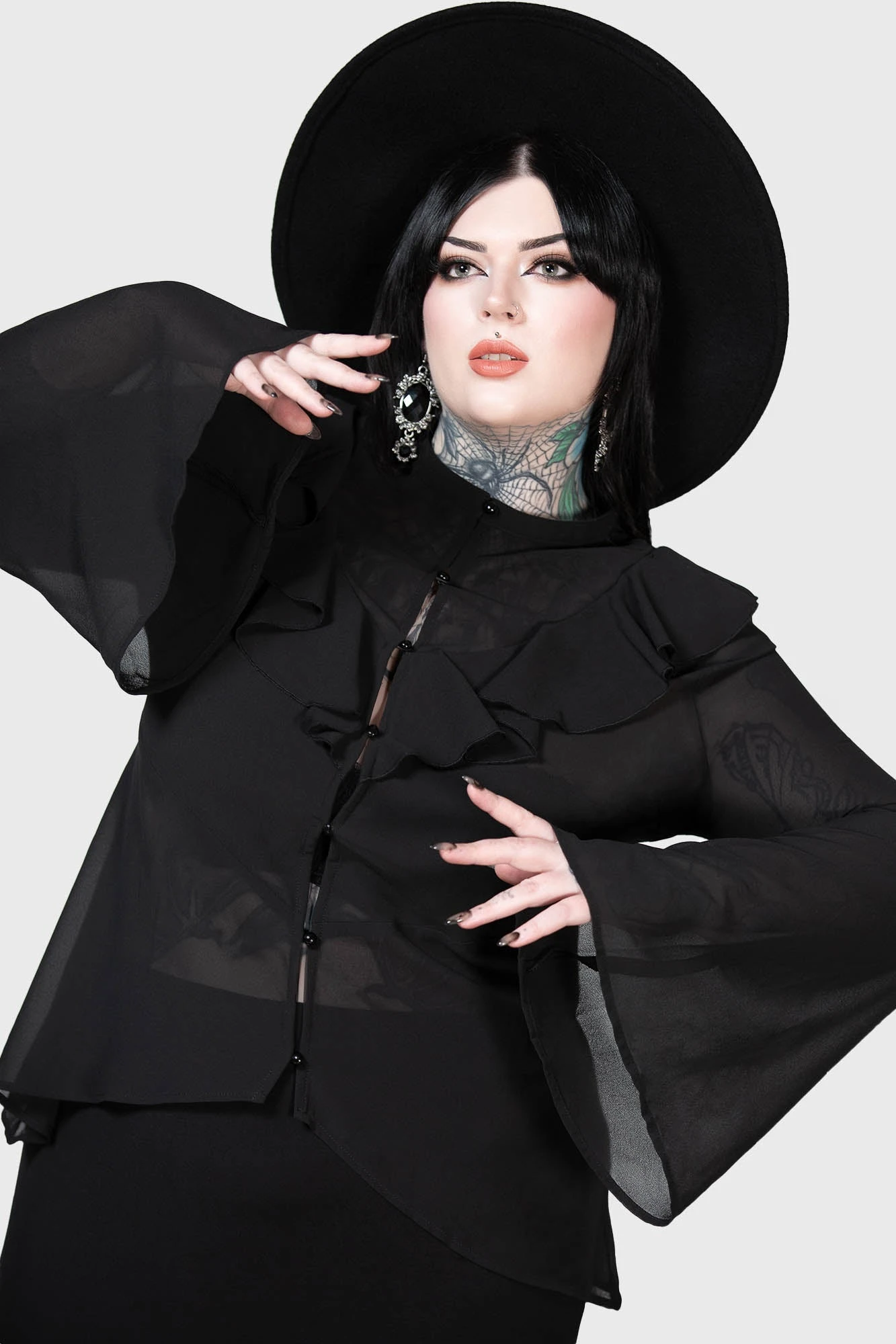 Killstar Valentine's Heart Mesh Blouse - Plus Size Gothic Top 2 Killstar Valentine's Heart Mesh Blouse - Plus Size Gothic Top - Image 2