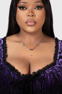 KILLSTAR Vamp Bat Statement Necklace - Silver Finish -Kill Star Store VAMP BAT CHOKER W D