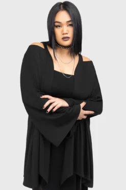 KILLSTAR Verdigris Cloak - Women's Gothic Open-Front Jersey Wrap -Kill Star Store VERDIGRISCLOAK PLUS B