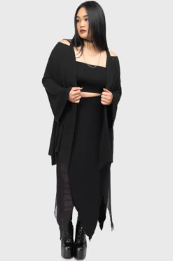 KILLSTAR Verdigris Cloak - Women's Gothic Open-Front Jersey Wrap -Kill Star Store VERDIGRISCLOAK PLUS C