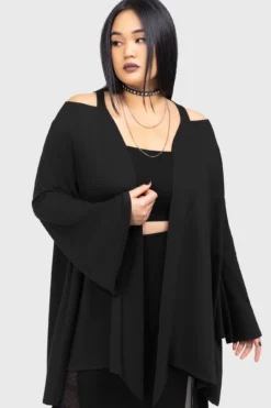 KILLSTAR Verdigris Cloak - Women's Gothic Open-Front Jersey Wrap -Kill Star Store VERDIGRISCLOAK PLUS D