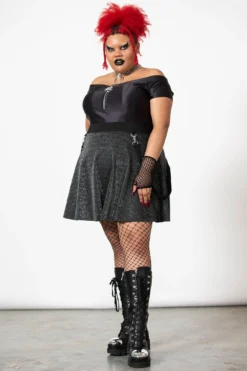 KILLSTAR Vervain Plus Size Bardot Top with Baphomet Hardware