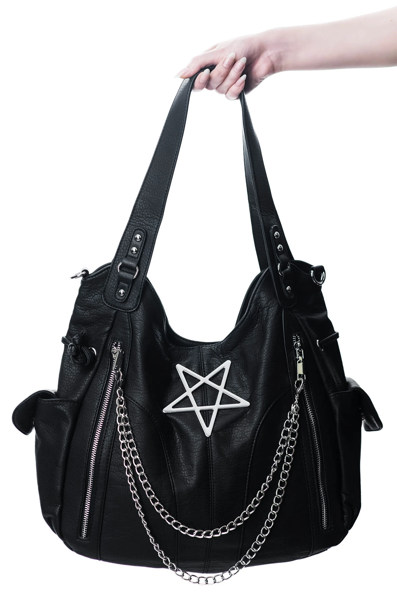 KILLSTAR Vexation Handbag - Gothic Faux Leather Pentagram Tote 4 KILLSTAR Vexation Handbag - Gothic Faux Leather Pentagram Tote - Image 4