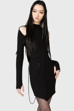 Viki Asymmetric Skirt -Kill Star Store VIKI ASYMMETRIC SKIRT W B