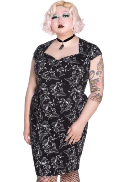 KILLSTAR Vintage Crush Plus Size Midi Dress - Gothic Print