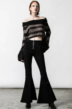 Killstar Visage Striped Knit Sweater -Kill Star Store VISAGE KNIT SWEATER B
