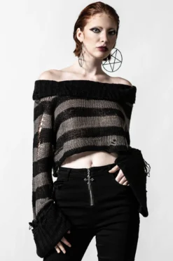 Killstar Visage Striped Knit Sweater