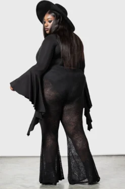 KILLSTAR Vixie Flares [Plus Size] - Spiderweb Lace Flared Leggings -Kill Star Store VIXIE FLARES PLUS W 3