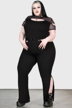 KILLSTAR Vortatrix Trousers [PLUS] - High Waisted Flare Pants -Kill Star Store VORTATRIX TROUSERS PLUS W E